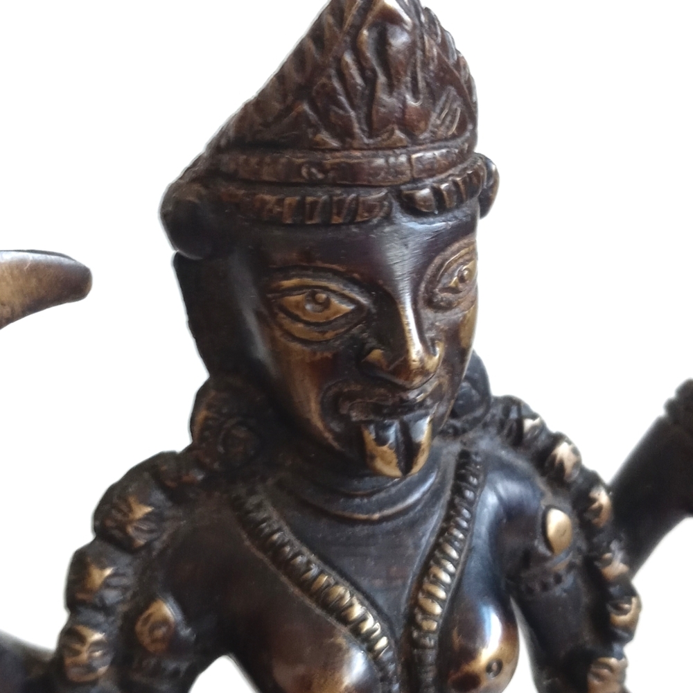 Very Rare & Unique Antique Bronze-Toned Multi-Armed Statue Figurine 8 1/2” Tall - Picture 6 of 12